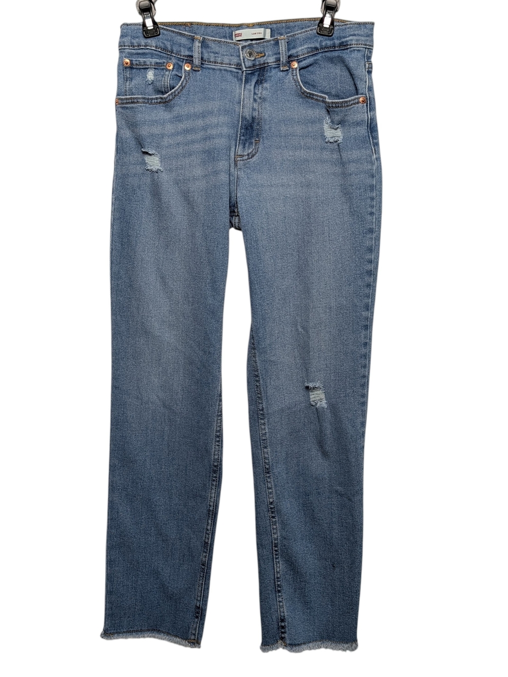Levis Girls Size 16 Low Pro Lightwash Jeans Casual Cut Off Straight Leg Jeans